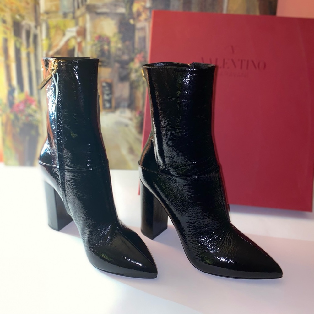 40 VALENTINO GARAVANI High Shine 110mm Ankle Boots